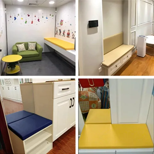 Vista 7 de Tapete largo para banco de 2 y 3 plazas para interiores y exteriores, con lazos de fijación, almohadilla de asiento de banco de piel sintética, Beige