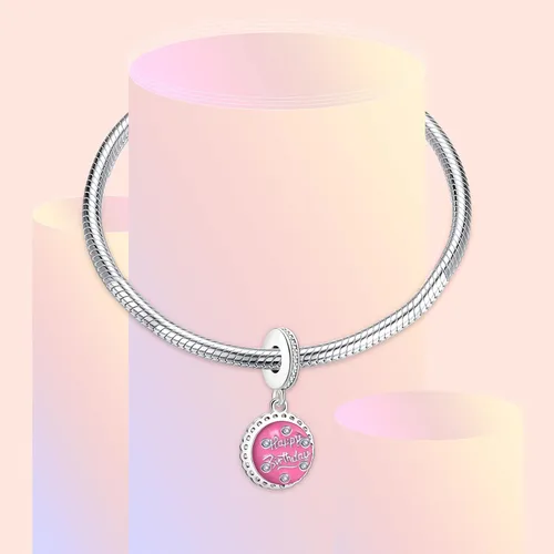 Vista 5 de La Menars Dijes de piedra de cumpleaños de color para pulseras de plata de ley 925, dijes de corazón para collares, regalos de cumpleaños