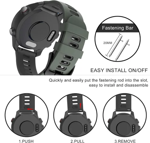 Vista 5 de ISABAKE Correa de reloj Garmin de silicona suave para Garmin Vivoactive 3/Samsung Galaxy Active 2/Garmin Forerunner 245/245 Music 645/Forerunner 645
