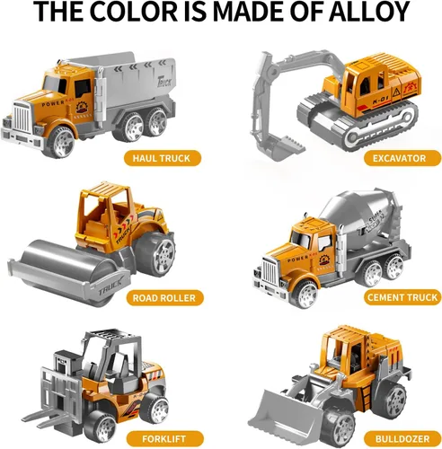 Vista 7 de TEMI Juego de camiones de construcción con alfombra de juego, juguetes de camión transportador para niños pequeños, juego de autos de juguete