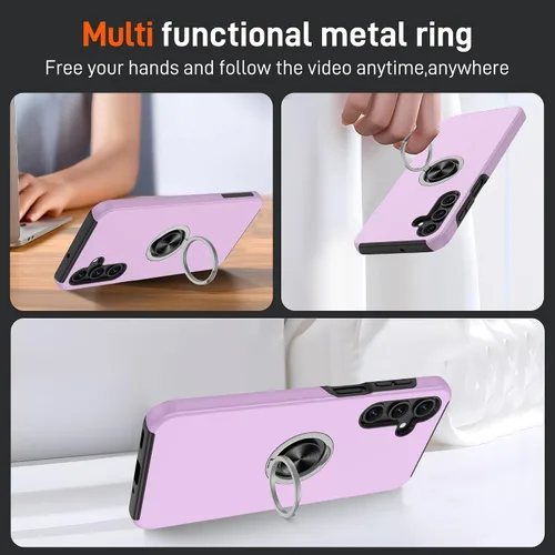 Vista 101 de Gritup - Funda para Galaxy A05S con protector de pantalla HD×2, funda protectora para teléfono a prueba de golpes con soporte magnético de anillo