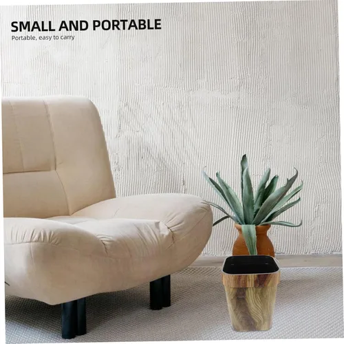 Vista 6 de SEWACC Botes de basura de madera para basura, pequeño, rústico, rectangular, contenedor de basura para baño, dormitorio, cocina, hogar, oficina