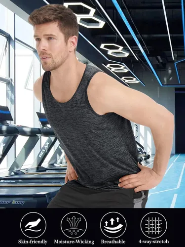 Vista 3 de MAGNIVIT Camiseta deportiva sin mangas para hombre, para gimnasio, entrenamiento, culturismo, ligera, de secado rápido