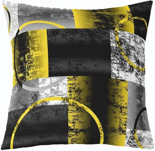 Vista 2 de Feelyou Juego de 2 fundas de almohada geométricas reversibles, color amarillo, gris, negro, geométrico, decoración del hogar, fundas de cojín