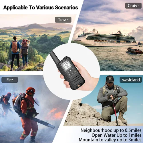 Vista 9 de Walkie Talkies de Largo Alcance Recargables para Adultos, Baofeng F22 FRS Radio Walky Talky Walkie-Talkie Familiar con Linterna Batería de 1400 mAh