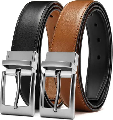 Vista 13 de CHAOREN Cinturón reversible para hombre, 1 pieza, cinturón de vestir de Negro/Marrón