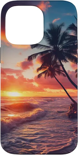 Vista 21 de Palm Tree Sunset Tropical Boho Beach Aesthetic Vacation Case for iPhone 17