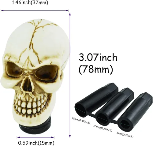 Vista 2 de Palanca de cambios con forma de calavera para palanca de cambios de velocidad, ajuste universal para la mayoría de los coches