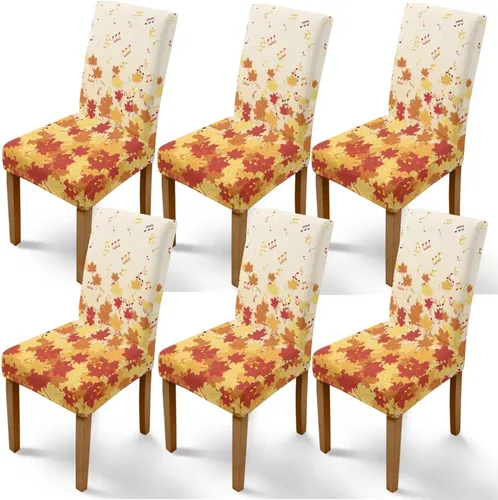 Vista 40 de Rnyleeg Juego de 1 fundas para sillas de comedor de otoño, diseño de hojas, para sala de estar, sin brazos, funda elástica para silla de cóctel