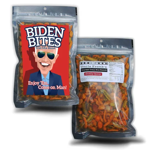 Vista 3 de Biden Bites Spicy Trail Mix - Divertida mezcla de bocadillos Joe Biden para hombres y mujeres, regalos gourmet, fabricado en Estados Unidos