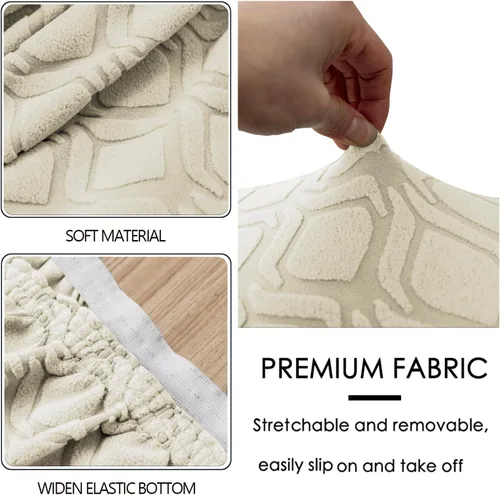 Vista 2 de Fundas para sillas de comedor de tela jacquard, de ajuste elástico, fundas para sillas laterales con respaldo de ala, silla de comedor tapizada