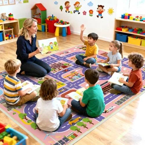 Vista 16 de Alfombra de juego para niños, alfombra educativa de 31 x 48 pulgadas, alfombra antideslizante de la vida urbana, alfombra de aprendizaje para niños