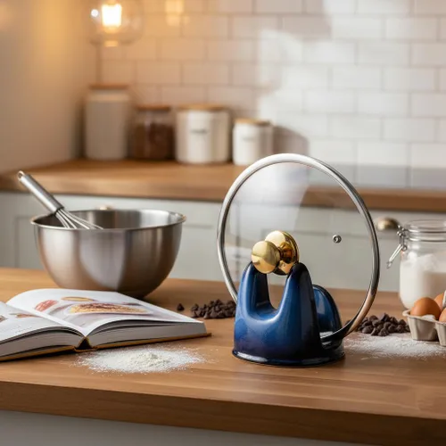 Vista 8 de Nihow Soporte para tapa de olla: soporte estable para tapa de sartén de cerámica para decoración de encimera de cocina, encimera, estufa, resistente