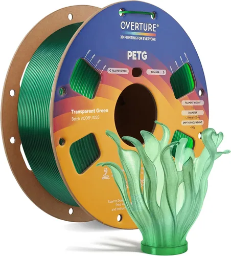 Vista 29 de OVERTURE - Filamento PETG de 1/16 de pulgada (1.75 mm) para impresora 3D y FDM, bien enrollado, duradero, carrete de 4.4 libras, dureza firme