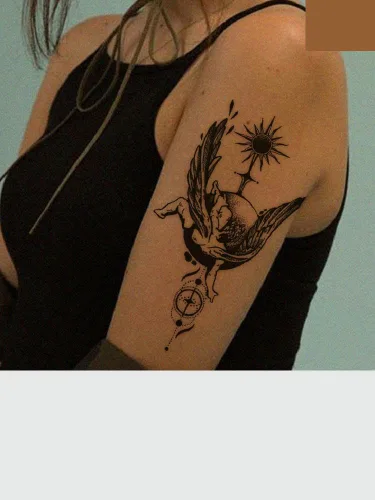 Vista 2 de Fallen Angel Juice Plant Ink - Tinta impermeable semipermanente y duradera, 2 semanas, calcomanías temporales de tatuajes para hombres y mujeres