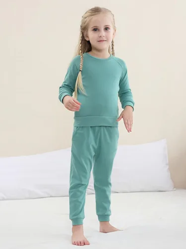 Vista 4 de GUISBY Conjunto de pijama para niños y niñas, sudadera de ajuste cómodo para uso diario de 2 piezas