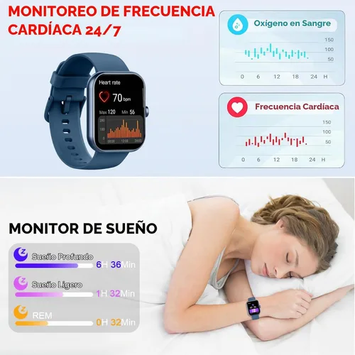 Vista 6 de Smart Watch for Men Women (Answer/Make Call), 1.96"HD Smartwatch with Heart Rate/Sleep Monitor/Pedometer, 113+ Sports Modes, New Fitness Watch IP68