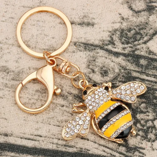 Vista 5 de AHAETH Bumble Bee Jewelry - Llavero de abeja de abeja súper miel para mujer, Blanco