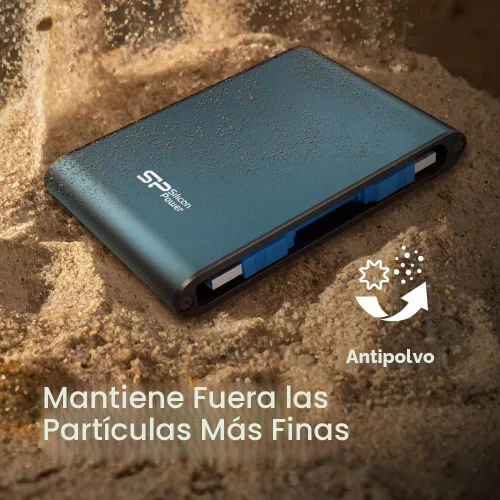 Vista 8 de Silicon Power - Armadura de disco duro externo portátil de 1 TB A80, resistente al agua USB 3.0 para PC, Mac, Xbox y PS4, color azul