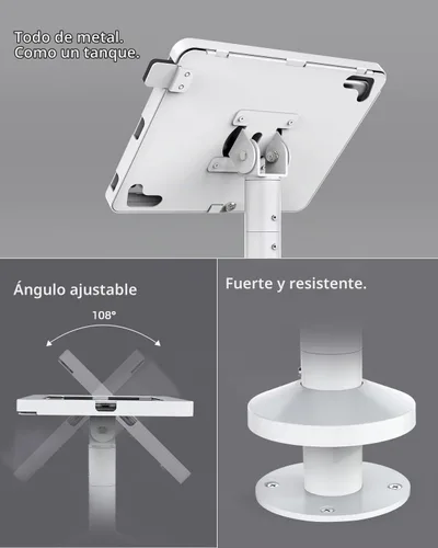 Vista 5 de Soporte para tablet para escritorio, compatible con iPad de 10.2 pulgadas Gen 7 8 9, soporte de tableta con bloqueo de llave de metal