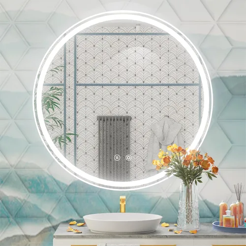 Vista 10 de Espejo LED para baño de 24 pulgadas, 3 temperaturas de color (3000K/4500K/6000K), retroiluminación regulable, antivaho, vidrio HD de 5MM, CRI 90+