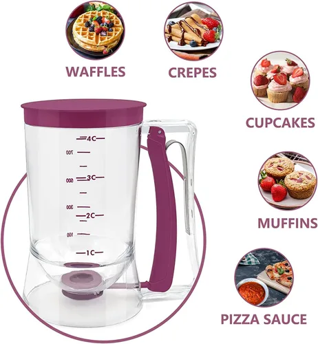 Vista 3 de Dispensador de masa para tortitas y magdalenas, utensilio de repostería con etiqueta de medición, herramienta perfecta para hornear cupcakes