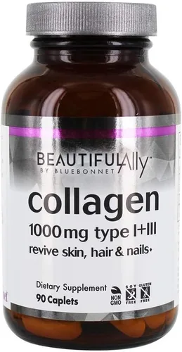 Vista 2 de BlueBonnet Nutrition Beautiful Ally®, Colágeno Tipo I + III, 1000 mg, 90 cápsulas