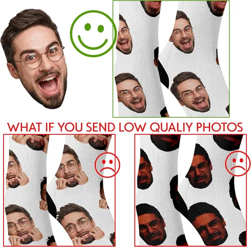 Vista 4 de Calcetines de cara personalizados, 9 colores, calcetines de fotos personalizados con tu cara, tu gato o perro, calcetines divertidos para hombres