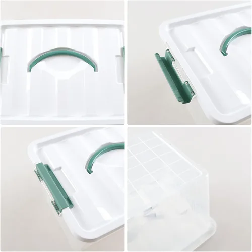 Vista 3 de Caja de plástico de 14 cuartos de galón con asas, contenedores de almacenamiento transparentes, juego de 6