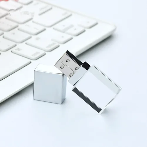 Vista 4 de Nuevo rectángulo transparente cristalino USB Flash Drive Regalo de boda Pen Drive, plata