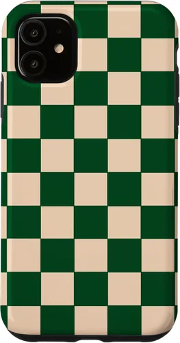 Vista 8 de Funda de tablero de ajedrez a cuadros blanco crema verde para iPhone 17