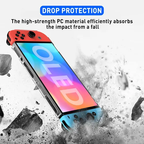 Vista 5 de Switch OLED - Funda protectora transparente acoplable a prueba de golpes para Nintendo Switch OLED modelo 2021 con protector de pantalla y tapas