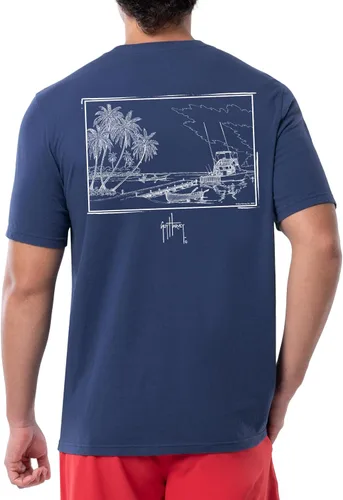 Vista 49 de Guy Harvey Camiseta de manga corta con bolsillo gráfico de algodón OG para hombre Leche de Almendra/Rig Masters
