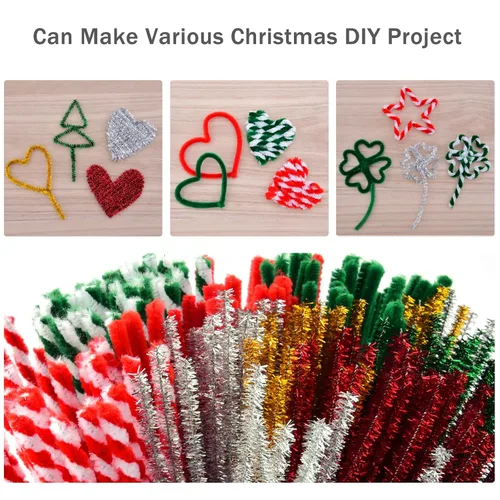 Vista 4 de Hapeper 400 Piezas de Limpiadores de Tubo de Navidad Tallos de Chenilla para Proyectos de Artes y Manualidades DIY (Colores Navideños 2)