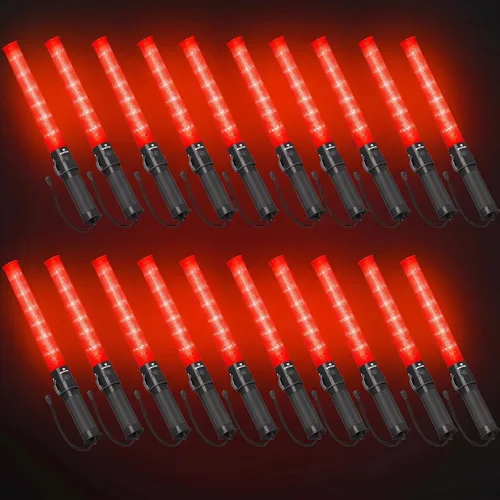 Vista 11 de Paquete de 2 varitas de tráfico, varita roja de control de tráfico de 21 pulgadas con 3 modos de parpadeo, bastón de seguridad de tráfico LED