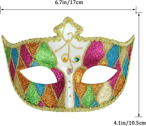 Vista 4 de Máscara de mascarada veneciana para fiesta de Halloween, disfraz de Mardi Gras, accesorio de fiesta
