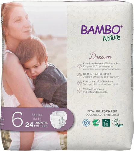 Vista 15 de Bambo Nature Pañales hipoalergénicos Dream Baby, pañales sostenibles con etiqueta ecológica de primera calidad, protección mejorada contra fugas