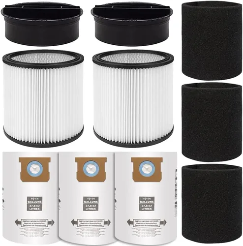 Vista 7 de Filtro 90304 para aspiradora en seco y húmedo Shop Vac con tapa, 3 piezas de filtro de manga de espuma 90585, 2 piezas de filtro 9010700 con banda