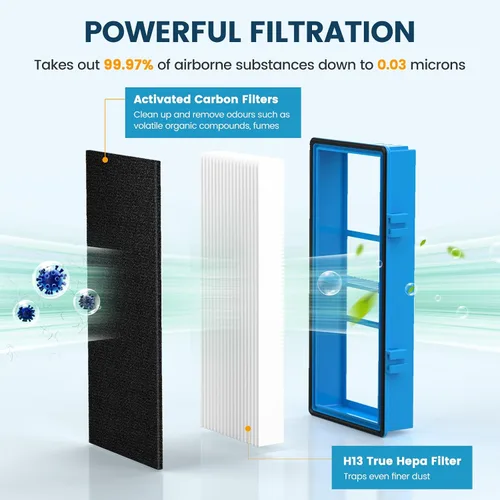 Vista 2 de Colorfullife Filtros de repuesto para filtro de aire total Holmes AER1 HEPA para HAPF30AT y HAP242-NUC, 4 HEPA + 8 filtros de refuerzo de carbono