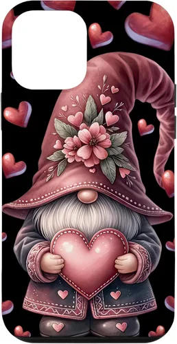Vista 15 de iPhone 11 Pro Max - Funda con diseño de corazón para mujer, diseño retro de gnomo de amor para el día de San Valentín