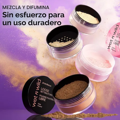 Vista 4 de wet n wild Photo Focus - Polvo de ajuste suelto para hornear, maquillaje iluminador, adecuado para todos los tonos de piel, plátano
