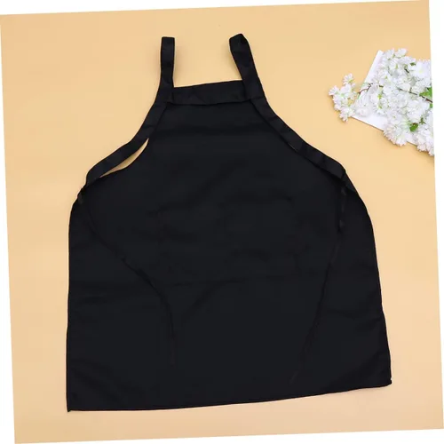 Vista 3 de SECFOU Delantal de servicio negro para mujer, delantal de cocina ajustable, delantal ajustable con babero