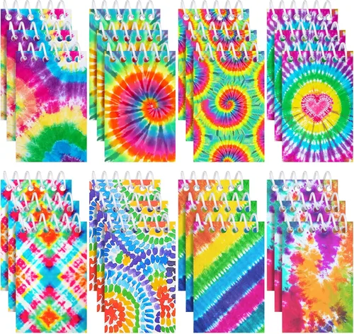 Vista 8 de 24 piezas de mini blocs de notas con estilo teñido anudado multicolor, cuadernos de bolsillo para niños, cuadernos en espiral mini, divertidos