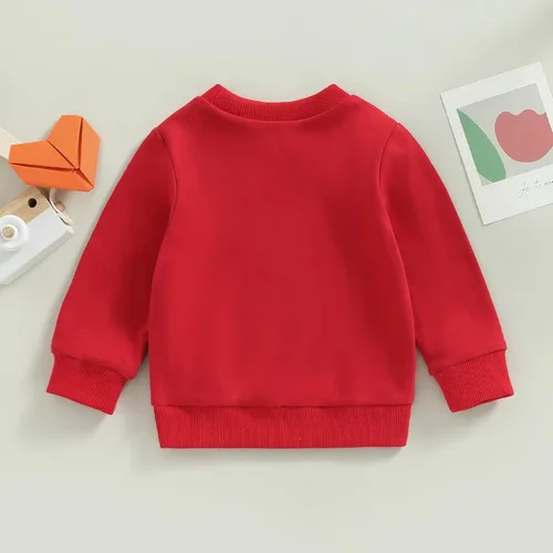 Vista 214 de Traje de San Valentín para bebé, niña, niño, traje de San Valentín, sudadera de manga larga con estampado de corazón