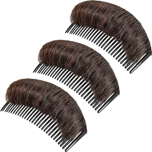 Vista 8 de WILLBOND 3 pinzas invisibles para el pelo falso, almohadilla aumentada, base de cabello de volumen esponjoso, herramienta de inserción
