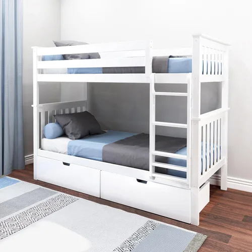Vista 20 de Max & Lily - Litera, marco de cama individual sobre cama matrimonial para niños, color azul. Climb with Confidence, Sturdiness Redefined