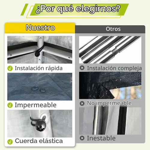 Vista 5 de Tienda de campaña de almacenamiento de 6 x 6 pies con puertas enrollables, cobertizo de refugio portátil al aire libre, carpa de garaje, cochera