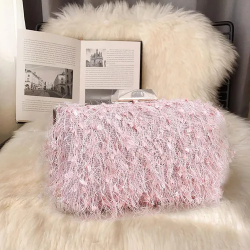 Vista 6 de CORIOS Bolsos de mano pequeños para mujer, bolso de noche esponjoso