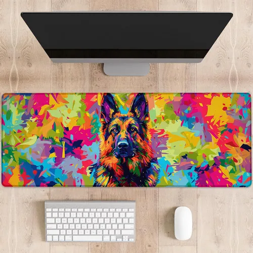 Vista 7 de Alfombrilla de mouse para juegos con patrón de tiro con arco, alfombrilla de escritorio grande de color Archer para computadora, teclado extendido