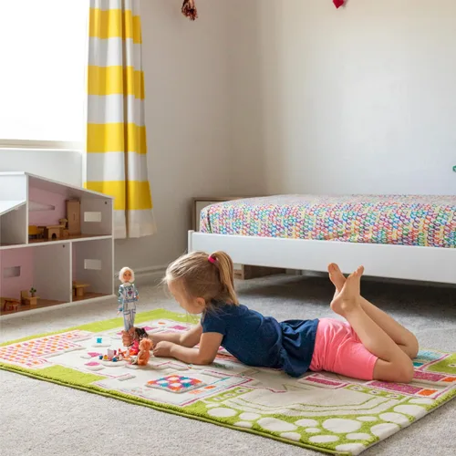 Vista 3 de IVI - Alfombra de juego 3D para usar como casa de muñecas, no tóxica, resistente a las manchas, juguetes educativos Montessori para niños, mediana